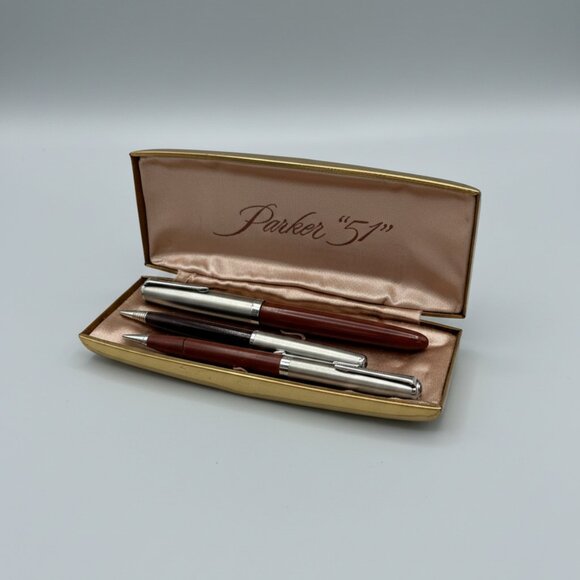 Parker Other - Parker 51 Vintage Pen Set w Case | 3 Pens | MCM Atomic Era Collectible